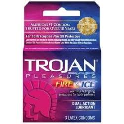 Gift Set Of Trojan Multi Speed Vibrating Ring And one package of Trojan Fire and Ice 3 condoms total in package