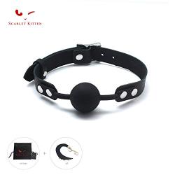 SCARLET KITTEN Medium Bite Ball Leather and Silicone for Women Men, Black