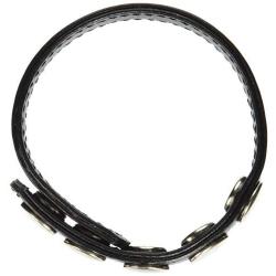 M2m Cock Ring, Leather, 5 Snaps, Black