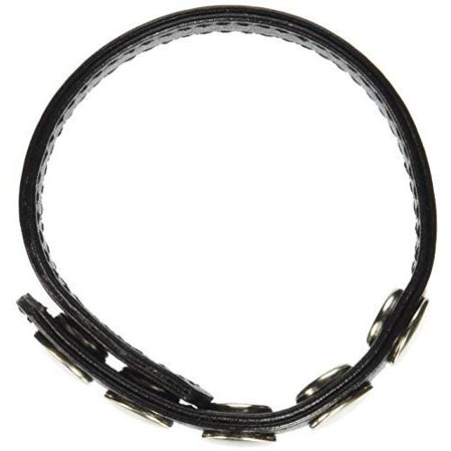 M2m Cock Ring, Leather, 5 Snaps, Black