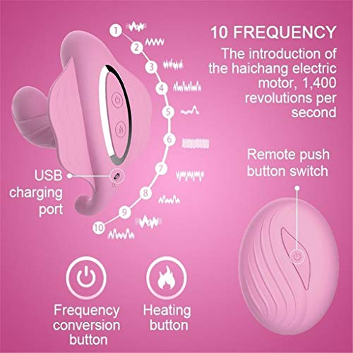 Lfcmf Remote Vibrator, Personal Vibrator 10 Different Vibrations Wearable Wireless Waterproof Rechargeable Massage for Female, Tshirt (Color : Pink)