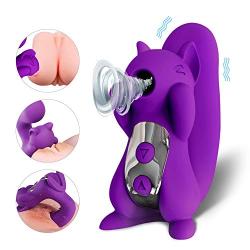 Maison-Market Clitoral Massager Cute Squirrel Cartoon Shape with Sucking Nipples Clitoris Function, 10 Modes and 10 Sucking Intensity Stimulation for Women, Purple