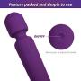 Powerful Cordless Handheld Therapeutic Wand Massager，USB Rechargeable，10x Multi-Speed Vibrations Personal Massager，Perfect for Back Legs Hand Pains，Purple，ALKAID