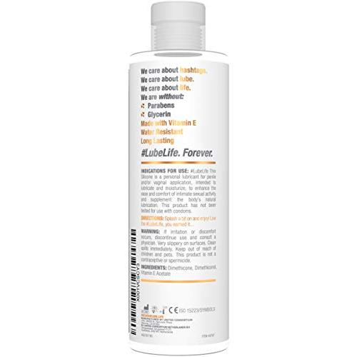 #Lubelife Thin Silicone Based Long Lasting Lubricant, 8 Oz Intimate Lube for Sensitive Skin - for Men, Women and Couples (Free of Parabens and Glycerin; Water Resistant)