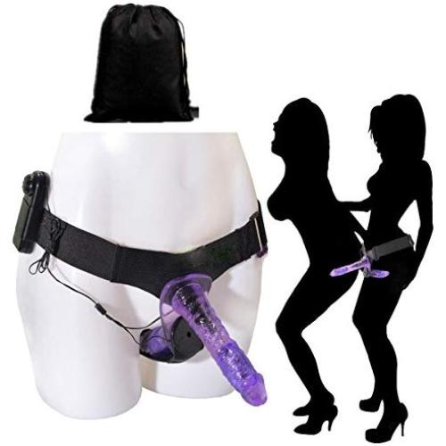 USLong Strap on Harness for Women Couples with Double Heads - Purple