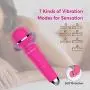 Vibrator, Nalone G-spot Rabbit Wand Massager Cordless - 7 Speeds - Rechargeable & Waterproof - Body Safe Silicone Vibrating Dildo Sex Toy for Women with Extra Head Sleeve (Pink)