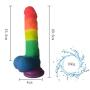 Didlo Long 8 Inch Realistic Lifelike Flesh Huge Tools for Women Silicone Tools with Suction Cup-Rainbow Color-jixubupagua