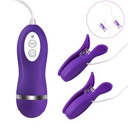 Utimi Nipple Clips Vibrating Breast Clamps Nipple Stimulator Wired Vibrators with Remote Control for Women