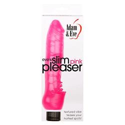 Adam & Eve Signature Toys Eves Slim Pleasure Thermoplastic Rubber Waterproof Vibrator, Pink, 7 Inch