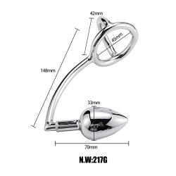 Stainless Steel Metal an`āl Hook with Pê/n`ǐs Ring for Male an`āl Plն`g Pê/n`ǐs Čhāstǐty Lock Fetish Pê/n`ǐs Ring