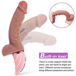 Vibrating Realistic Dildo G-spot Vibrator - Bendable Liquid Silicone Fake Penis with 7 Modes Vibrations for Orgasm - Fondlove Lifelike Flexible Soft Cock Sex Toy for Lesbian, Gay, Women and Couple