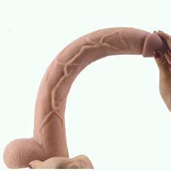 MXJYB 15.5 Inch Huge Dick Pénis Waterproof Silicone Massager with Strong Suction Cup MXJYB (Color : Beige)