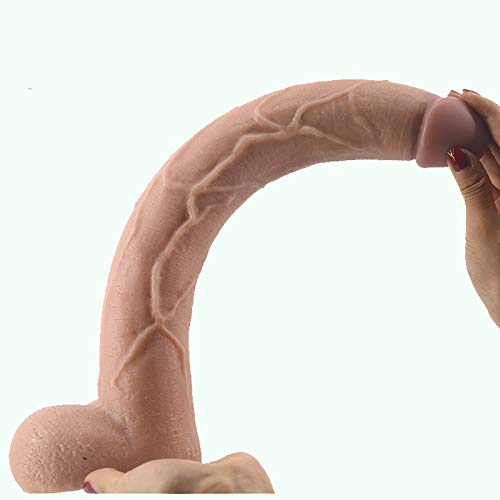 MXJYB 15.5 Inch Huge Dick Pénis Waterproof Silicone Massager with Strong Suction Cup MXJYB (Color : Beige)