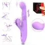 G Spot Clitoral Vibrator, Waterproof Soft Silicone Licking Tongue Vibrating Dildo Oral Massager Vagina Stimulator Sex Toy with Heating Function, Purple