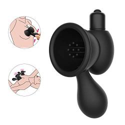 Nipple Sucking Vibrator-Pelepas Medical Silicone Quiet Powerful Vibrating Bullet Breast Nipples Suction Pump Clitoral Massager Teasers Sex Toys Suitable for Both Sexes (Black)