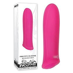 Evolved Pretty In Pink Silicone Rechargeable Vibrator with Free Bottle of Adult Toy Cleaner