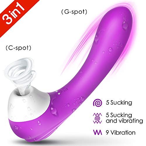 Clitoral Sucking Vibrator, Waterproof G Spot Clit Dildo Vibrators Rechargeable Clitoral Massager, Rechargeable Clitoris Stimulation with 10 Suction & 9 Vibration Adult Sex Toys for Women and Couple