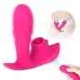 YQFCA Wearable Remote Wearable C-lǐt-óris Massager, 10 Vibration Modes,10 Tongue Licking Modes, Silent,Skin-Friendly Silicone, USB Rechargeable Waterproof Massager YQFCA (Color : Red)