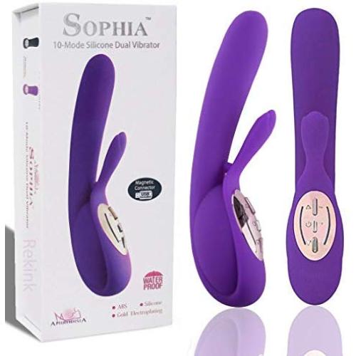 Rabbit Dildo Vibrator G Spot for Clitoris Stimulation, Waterproof Clit Stimulator with 10 Vibration Modes Quiet Motor for Women USB Magnetic Rechargeable
