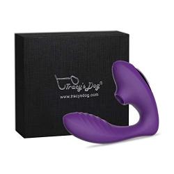 Clitoral Sucking Vibrator, G Spot Clit Dildo Vibrators Waterproof, Rechargeable Clitoris Stimulator with 10 Suction & Vibration Patterns Sex Toys for Women (Purple)