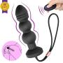 Male Prostate Massager Anal Butt Plug with Vibrating Remote Control, Anal Vibrator Prostate Stimulator Anal Beads with 7 Stimulation Patterns, Unisex Waterproof Rechargeable Silicone Butt Plug Massage