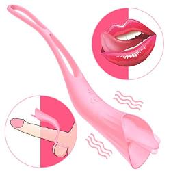 Clitoral Vibrator,Feelingirl 2 in 1 Tongue Vibrator and Vibrating Penis Ring with 10 Powerful Vibration Frequencies.USB Rechargeable Nipple Clitoris Stimulator Adult Oral Sex Toys for Couples and Wome