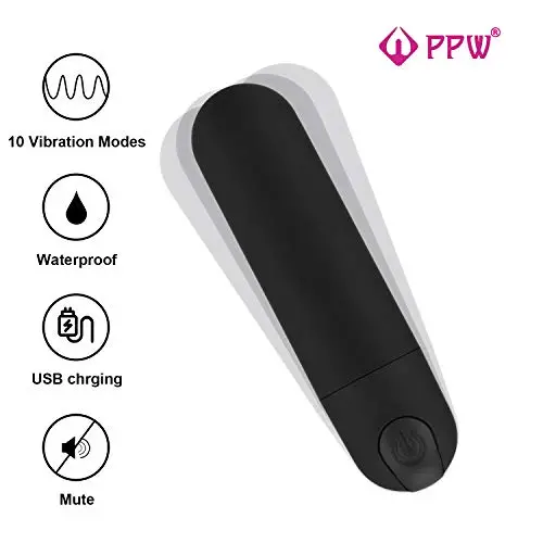 PPW Mini Massager Bullet Sex Toy,Vibrator for Clitoris Stimulation,Powerful Rechargeable,Waterproof,Portable Sex Toy for Women 10 Modes Black (Black-2) PPW Mini Massager Bullet Sex Toy,Vibrator for Clitoris Stimulation,Powerful Rechargeable,Waterproof,Portable Sex Toy for Women 10 Modes Black (Black-2)
