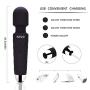 RZWD Wireless Waterproof Electric Wand Massager, Travel Relaxation Massage Tool USB Charging - 20 Times Vibration Mode Relieves Shoulder and Foot Waist Fatigue-Black.