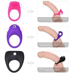 Louviva Vibrating Cock Ring, Male Penis Ring Sets with Clitoral Stimulate Features, Efficient Delay Adult Toys for Couples and Lovers (3-Piece Set)