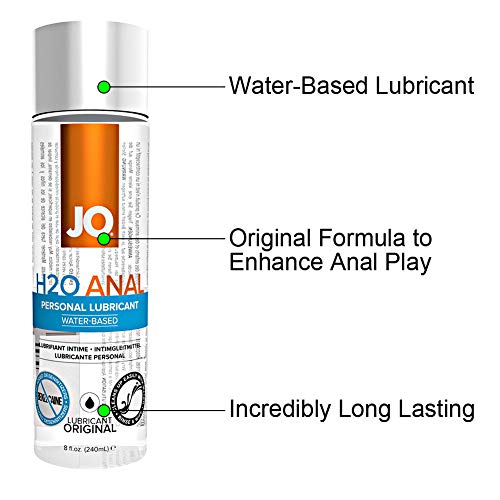 JO H2O Anal Water Based Personal Natural Lubricant, Original 8 ounce, Sex lube for Men, Women, Couples