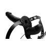 Strap U Power Pegger Black Silicone Vibrating Double Dildo with Harness