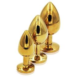 NewMaxer 3PCS Golden Stainless Steel Metal Anal Plug Diamonds Metal Plated Jeweled Sexy Anal Stopper