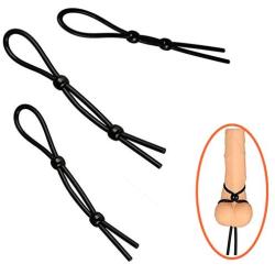 Romi Erection Enhancing Lasso Ring Set Adjustable Penis Tie Sex Toys(3 of Black)