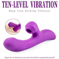 Clitoral Sucking Vibrator for Women, Heating Dildo Vibrator G Spot Clitoris Anal Massager with 10 Vibration & 3 Suction Patterns Adult Sex Toys Vibe Rechargeable Waterproof (Purple)