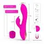 Rabbit Vibrator G Spot Vibrating Dildo Clitoral Massager Double Stimulation Wand Sex Toys for Women Couple Lesbian Waterproof USB Rechargeable Purple