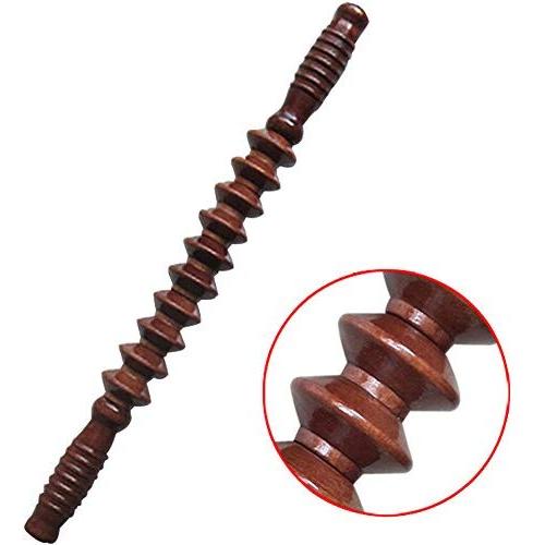 Creation Core 15.7" Wood Massager Roller Stick Bar Wooden 10 Wheels Relief Muscle Soreness Tightness for Fitness Yoga Running