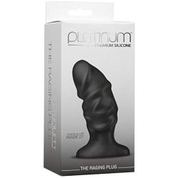 Doc Johnson Platinum Premium Silicone - The Raging Plug - 4.3 in. Long and 1.6 in. Wide - Penis Shaped Butt Plug - Anal Toy - Black