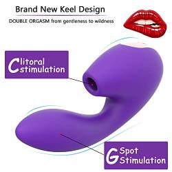 Clitoral Sucking Vibrator - Iusmnur Silicone Clit G Spot Dildo Vibrator with 5 Suction & 10 Vibration Modes Waterproof Rechargeable Oral Stimulator Adult Sex Toys for Women and Couple (Purple)