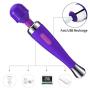 Portable Cordless Wand Massager, Waterproof and Rechargeable Multi-Function Massager,8 Kinds of Powerful Frequency 20 Modes, Muscle Relaxation Body Treatment（Purple）