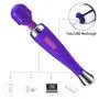 Portable Cordless Wand Massager, Waterproof and Rechargeable Multi-Function Massager,8 Kinds of Powerful Frequency 20 Modes, Muscle Relaxation Body Treatment（Purple）