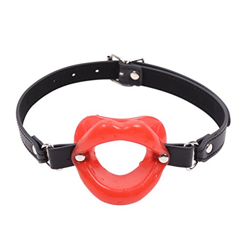 YiFeng Silicone Lip Open Mouth Gag with Lock Bondage Leather Oral Sex Strap On BDSM Adult Sex Toy