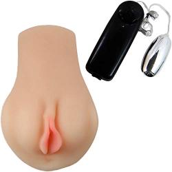 Soft Realistic Ass Male Masturbator - Ribbed Dual Entry Stroker With Multi Speed Wired Remote Bullet - Sex Toy for Men (Natural)