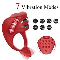 Vibrating Cock Ring Penis Ring Vibrator with 7 Powerful Vibrations for Men Longer Lasting Erections, Silicone Waterproof Rechargeable Orgasm Sex Toy for Male and Couples Play