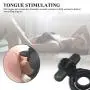 Vibrating Penis Ring with Tongue, Male Cock Ring & Clitoral G-Spot Bullet Vibrator Clitoris Stimulators Powerful Sex Toys for Couple Prolong Sexual Pleasure Rechargeable (Black)