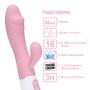 ◄WEI EI► Portable 16 Free-quency Silicone Rabbit Whisper-Quiet Vibreter Gsporter Waterproof C-Stimulator Body Massager for Women CouplesTravel (Light Pink)