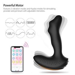 Male Vibrating Prostate Massager with 30 Vibration Modes, iball APP Remote Controlled Anal Vibrator Massager, Prostate Stimulator with 2 Intense Motors for P-Spot Testicles Perineum Stimulation