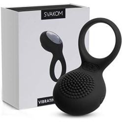 Powerful Vibrating Cock Ring Vibrator - Waterproof Rechargeable Penis Ring - SVAKOM Tyler Full Silicone Clitorial Vibrators Vibes Stimulators for Female - Sex Toy for Male or Couples, Black