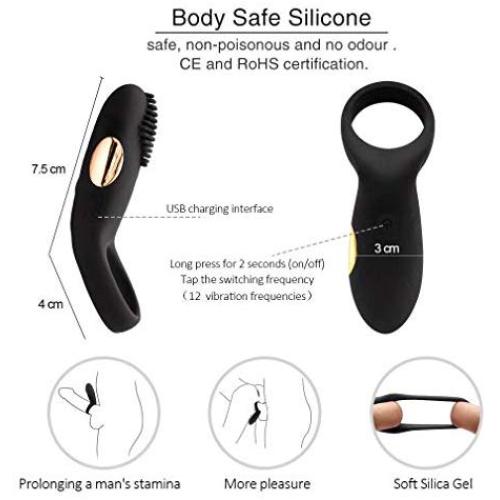 AIWOT-ZDQ Yshy-adsz USB Rechargeable Vi-brating Ring Lasting Longer Time for Men Pénnis Ring Cóc.k Ring Silicone Stamina Enhancer for Couple Gift