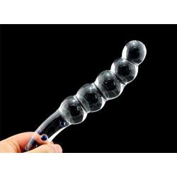 T-explorer Hot Crystal Glass Dildo Anal Beads Butt Plug Masturbation Personal Massager G-Spot Stimulation Sex Toy, 5.6 Ounce