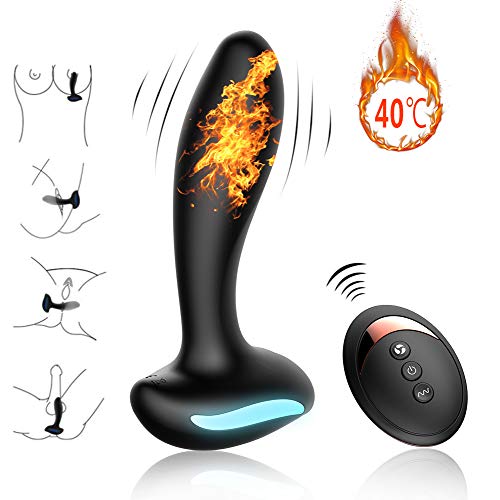 Prostate Massager Vibrator Anal Sex Toys for Men - Adorime Heating Wireless Remote Male Anal Butt Plug with 9 Vibration Modes G-spot Stimulator for Women and Couples